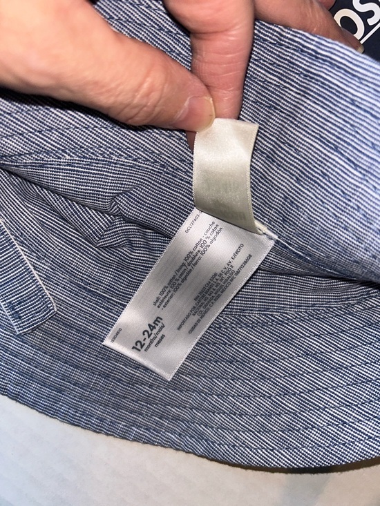 OshKosh B'gosh Navy and White Striped Velcro Bucket Hat - Picture 10 of 11